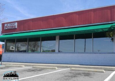 exterior commercial building restaurant with 3M Night Vision 25 window tint