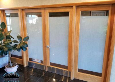 office doors with 3M Fasara Straight Washi decorative film installed