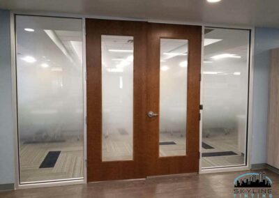 3M Fasara Cloud decorative film installed on office door glass