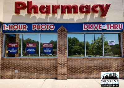 exterior of Rite Aid pharmacy windows with 3M Night Vision 15 installed