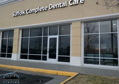 exterior view commercial window tint on dental office building